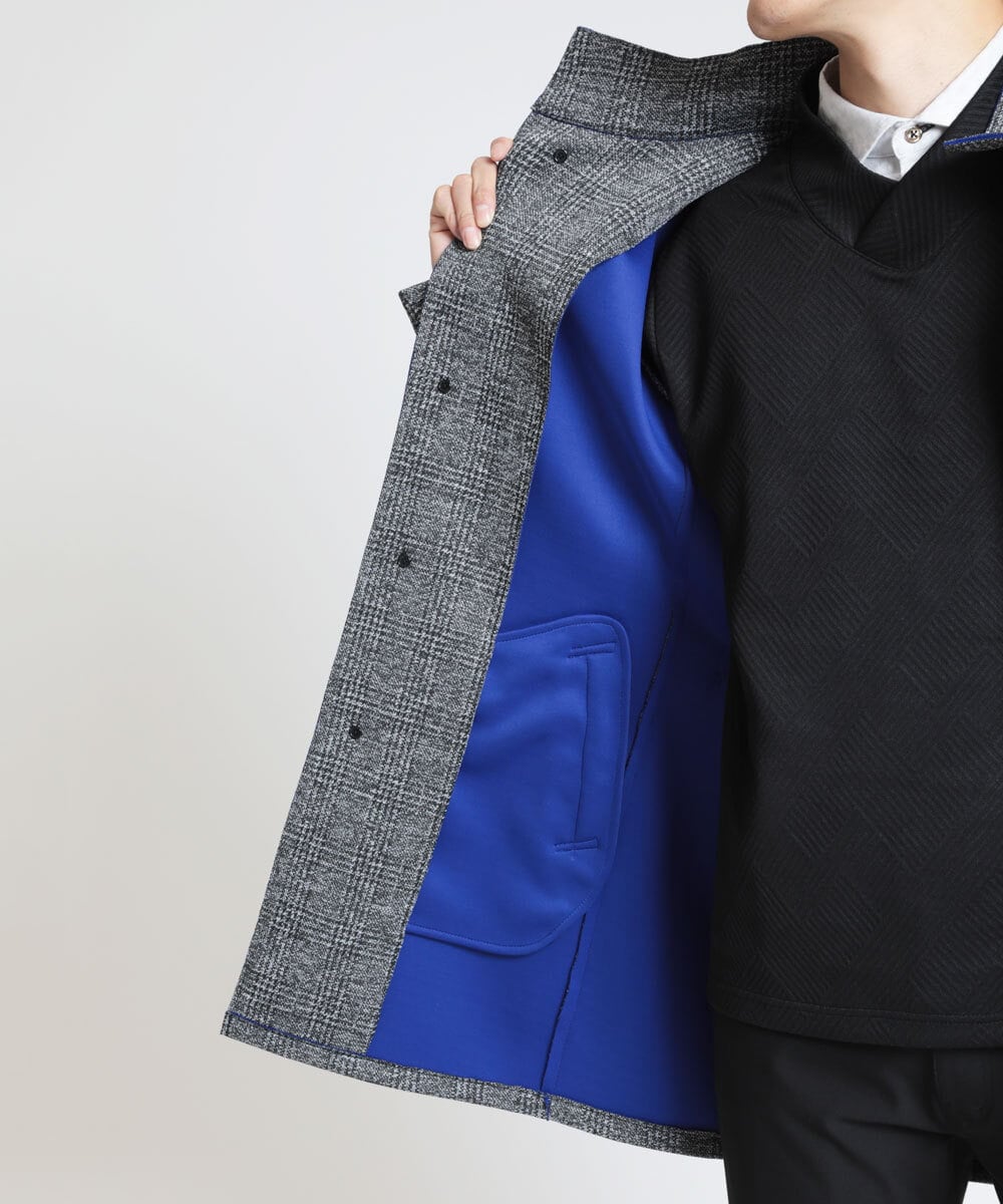 MKUAX30272 MK MICHEL KLEIN HOMME(MKミッシェルクランオム) グレンチェックスタンドコート グレー(92)