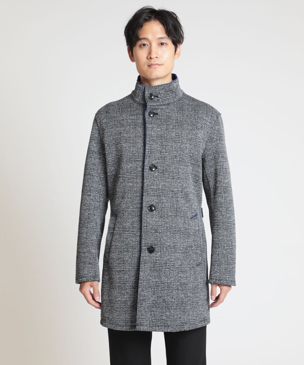 MKUAX30272 MK MICHEL KLEIN HOMME(MKミッシェルクランオム) グレンチェックスタンドコート グレー(92)