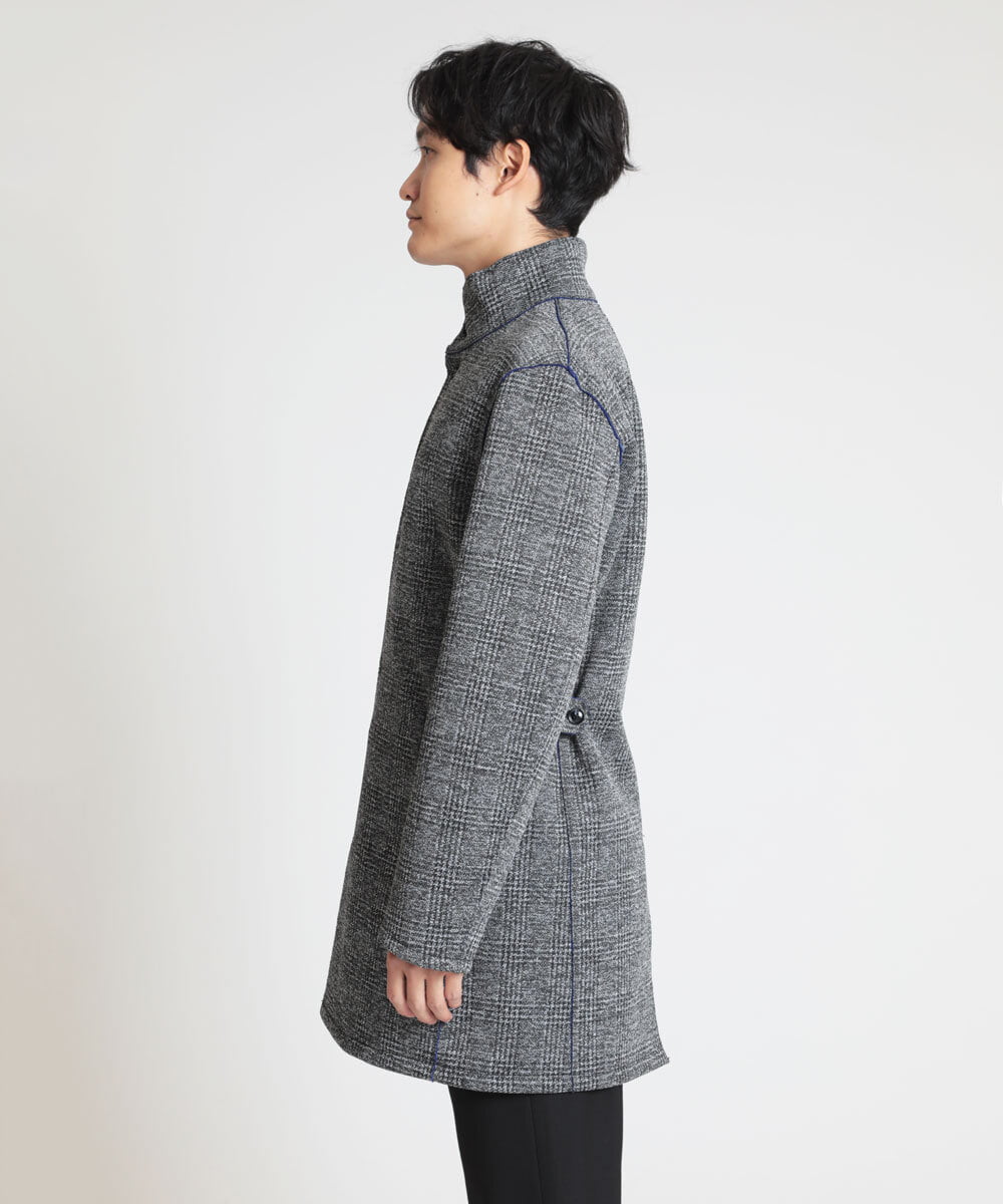 MKUAX30272 MK MICHEL KLEIN HOMME(MKミッシェルクランオム) グレンチェックスタンドコート グレー(92)