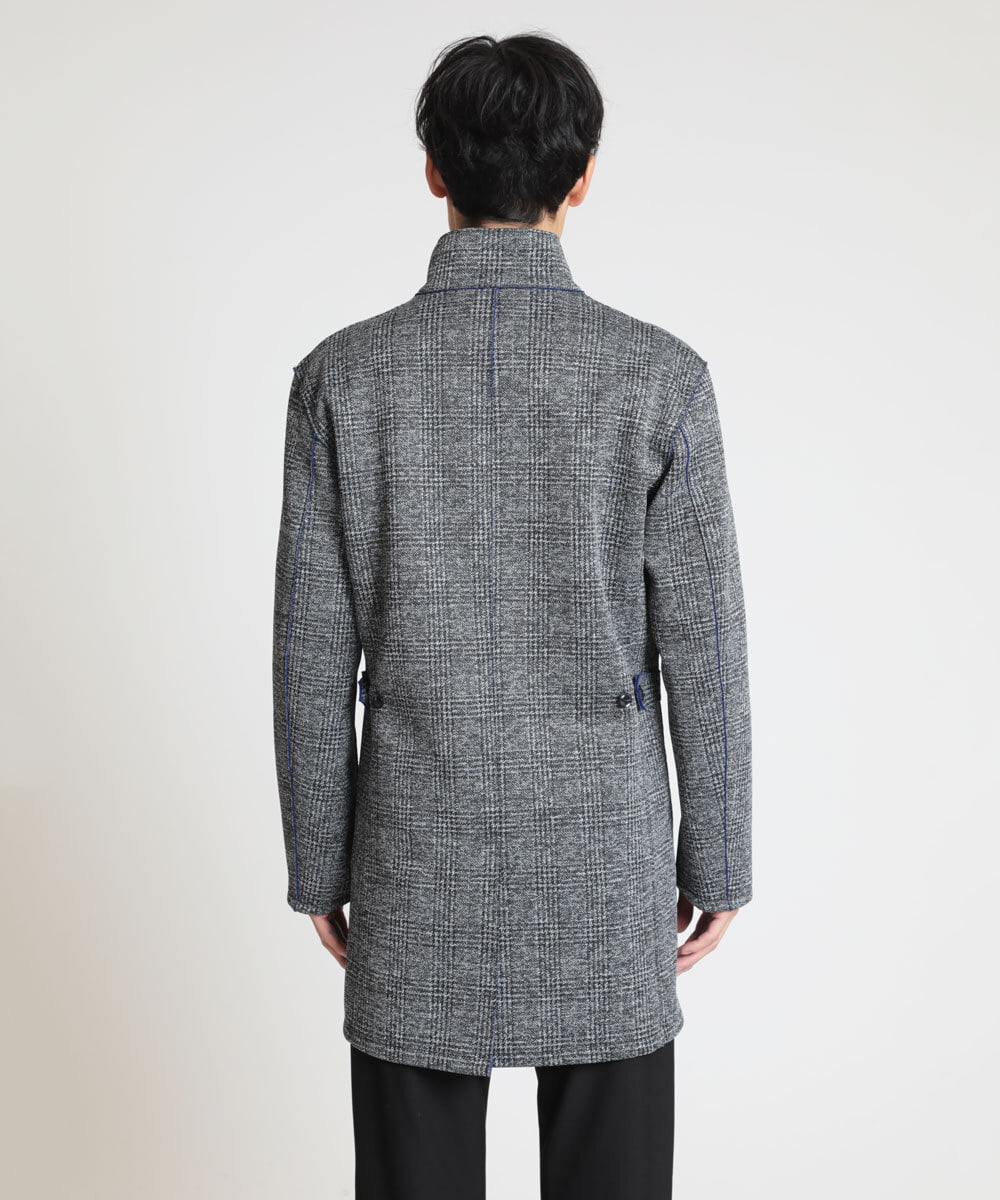 MKUAX30272 MK MICHEL KLEIN HOMME(MKミッシェルクランオム) グレンチェックスタンドコート グレー(92)
