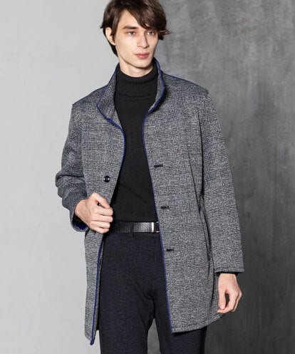 MKUAX30272 MK MICHEL KLEIN HOMME グレンチェックスタンドコート