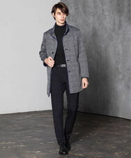 MKUAX30272 MK MICHEL KLEIN HOMME(MKミッシェルクランオム) グレンチェックスタンドコート グレー(92)