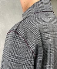 MKUAX31272 MK MICHEL KLEIN HOMME(MKミッシェルクランオム) グレンチェックボンディングコート ダークグレー(93)