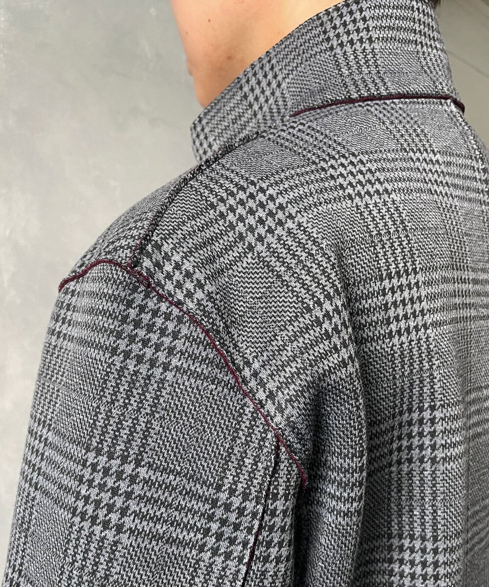 MKUAX31272 MK MICHEL KLEIN HOMME(MKミッシェルクランオム) グレンチェックボンディングコート ダークグレー(93)