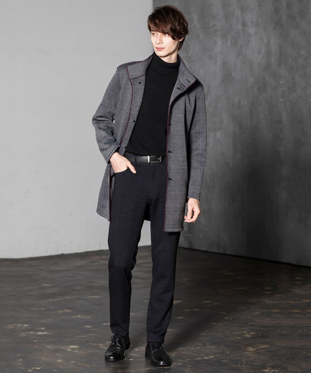 MKUAX31272 MK MICHEL KLEIN HOMME(MKミッシェルクランオム) グレンチェックボンディングコート ダークグレー(93)
