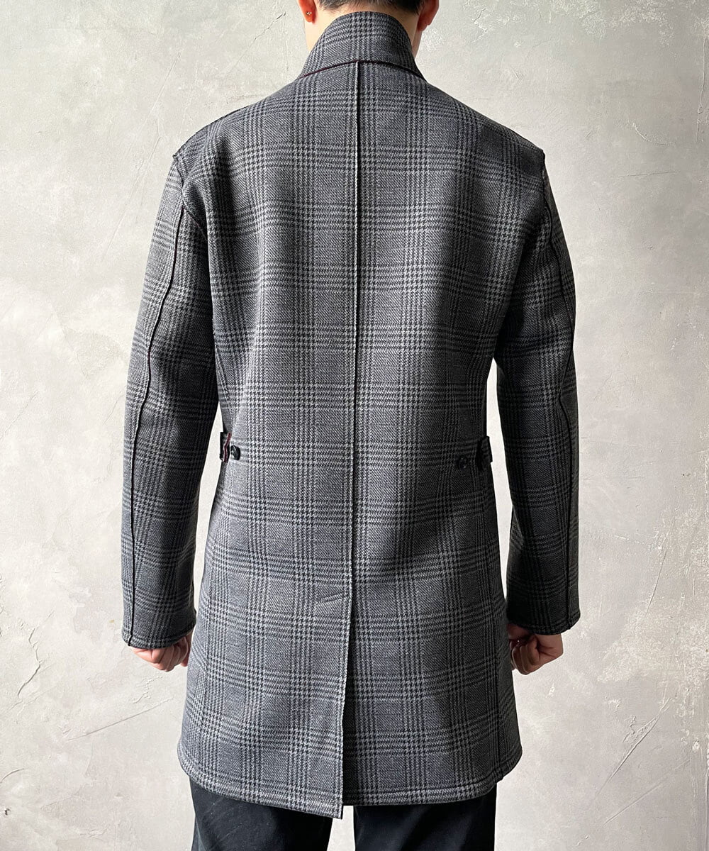 MKUAX31272 MK MICHEL KLEIN HOMME(MKミッシェルクランオム) グレンチェックボンディングコート ダークグレー(93)