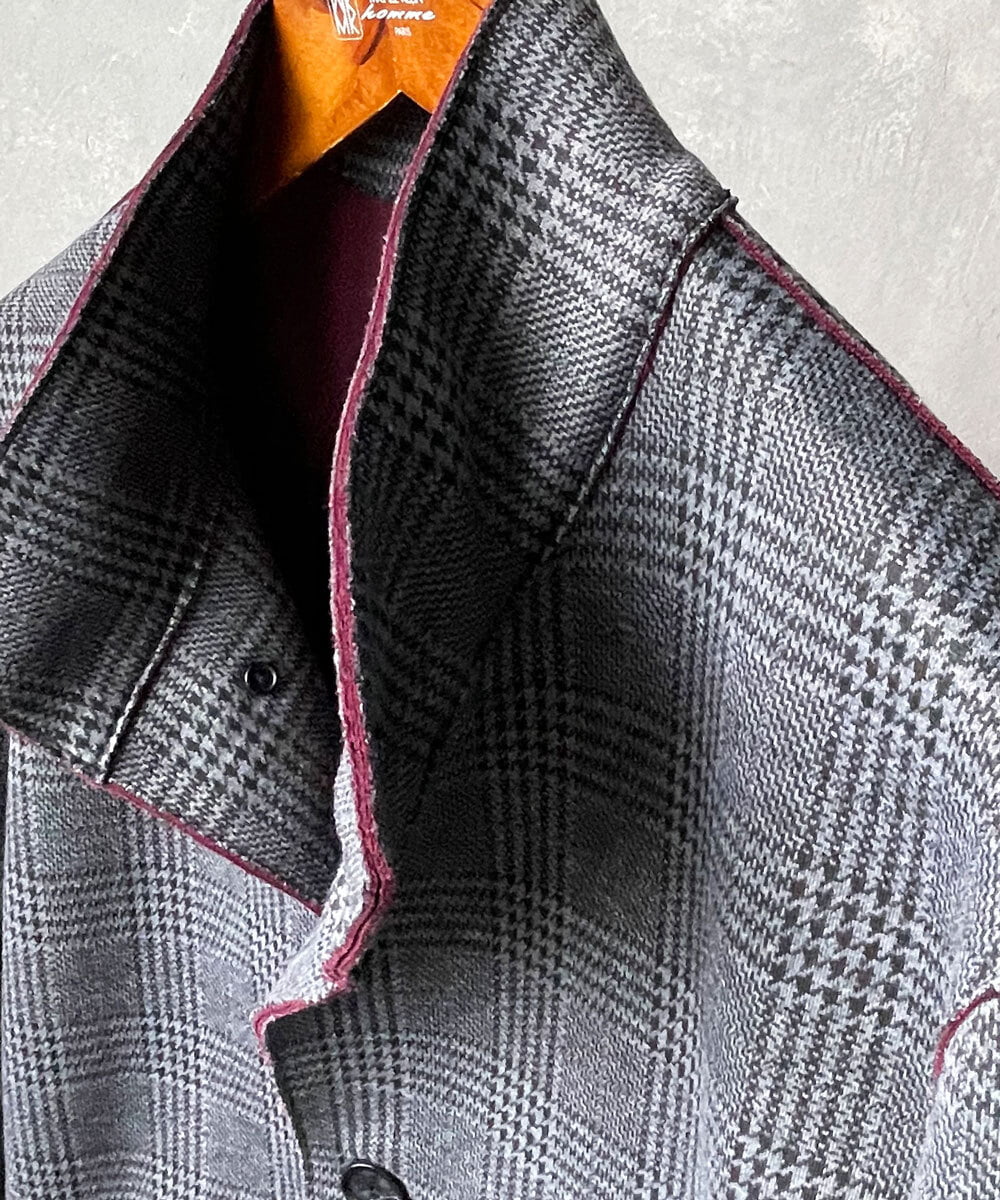 MKUAX31272 MK MICHEL KLEIN HOMME(MKミッシェルクランオム) グレンチェックボンディングコート ダークグレー(93)