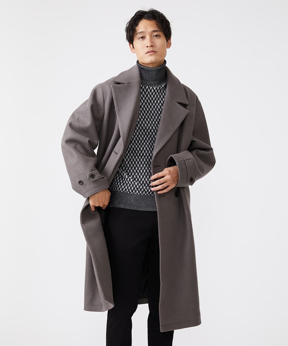 MKUAX33220 MK MICHEL KLEIN HOMME(MKミッシェルクランオム) BIGシルエットダブルコート  ブラウン(86)
