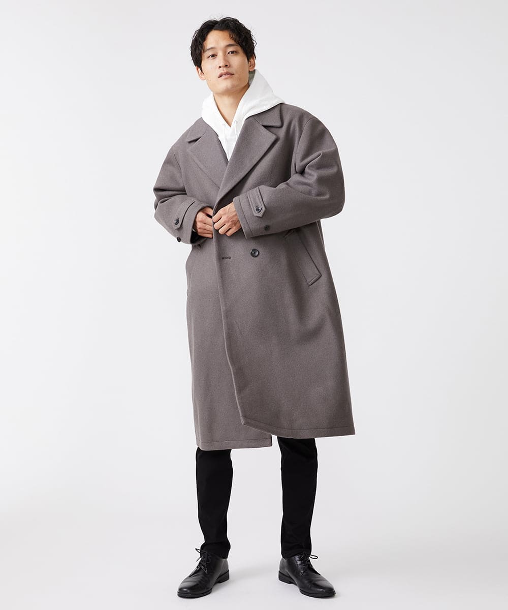 MKUAX33220 MK MICHEL KLEIN HOMME(MKミッシェルクランオム) BIGシルエットダブルコート  ブラウン(86)
