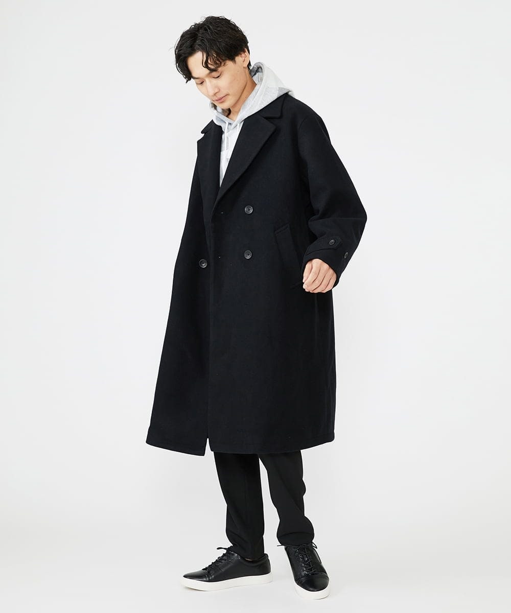 MKUAX33220 MK MICHEL KLEIN HOMME(MKミッシェルクランオム) BIGシルエットダブルコート  ブラック(94)