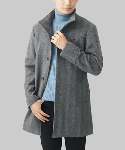 MKUCA60272  【残りわずか/在庫限り】スタンドカラーコート/SILKYヘリンボン