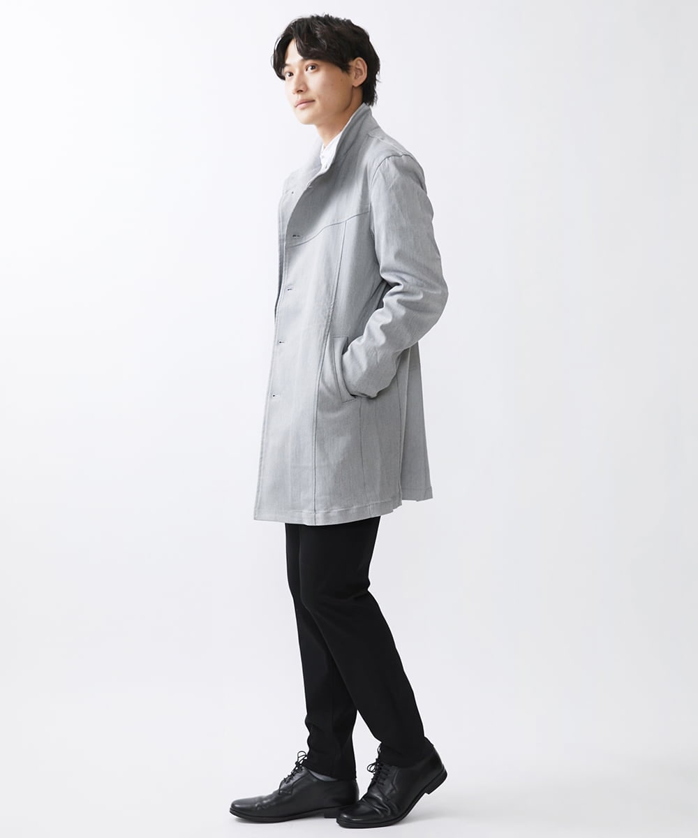 MKUDV51290 MK MICHEL KLEIN HOMME(MKミッシェルクランオム) ストレッチスタンドコート ライトグレー(91)
