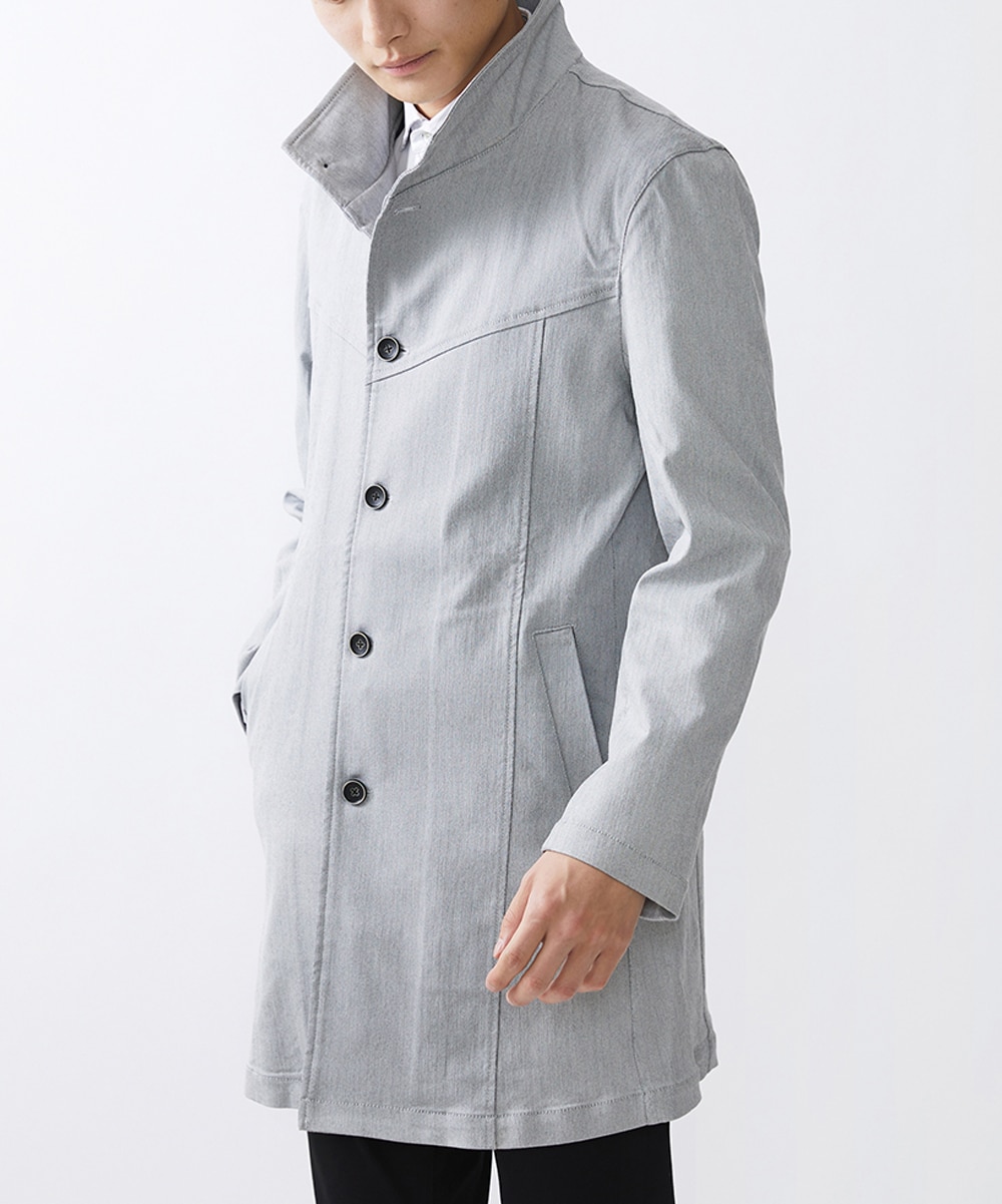 MK MICHEL KLEIN HOMME(MK ミッシェルクランオム) ストレッチスタンドコート ライトグレー/灰 46
