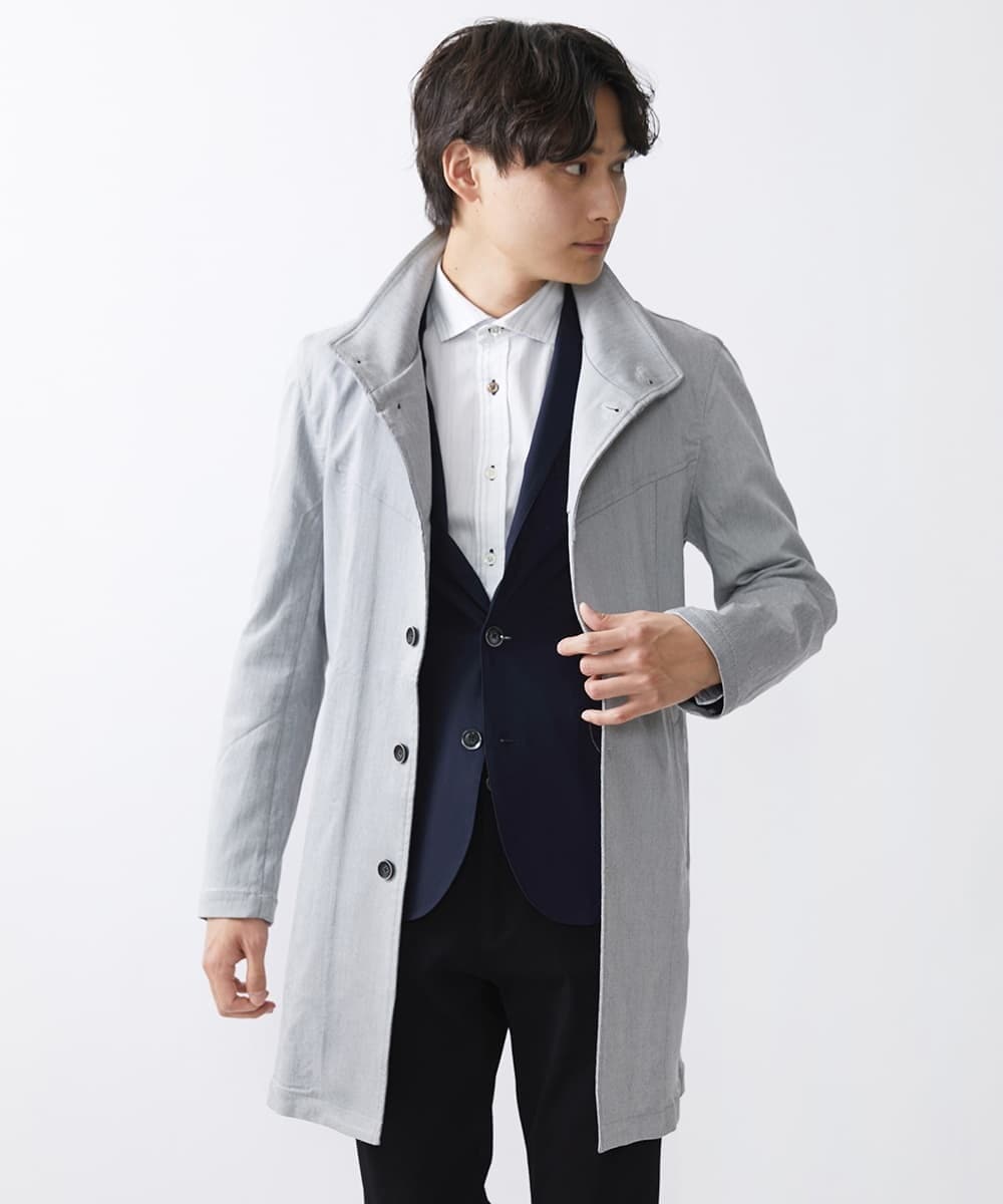 MKUDV51290 MK MICHEL KLEIN HOMME(MKミッシェルクランオム) ストレッチスタンドコート ライトグレー(91)