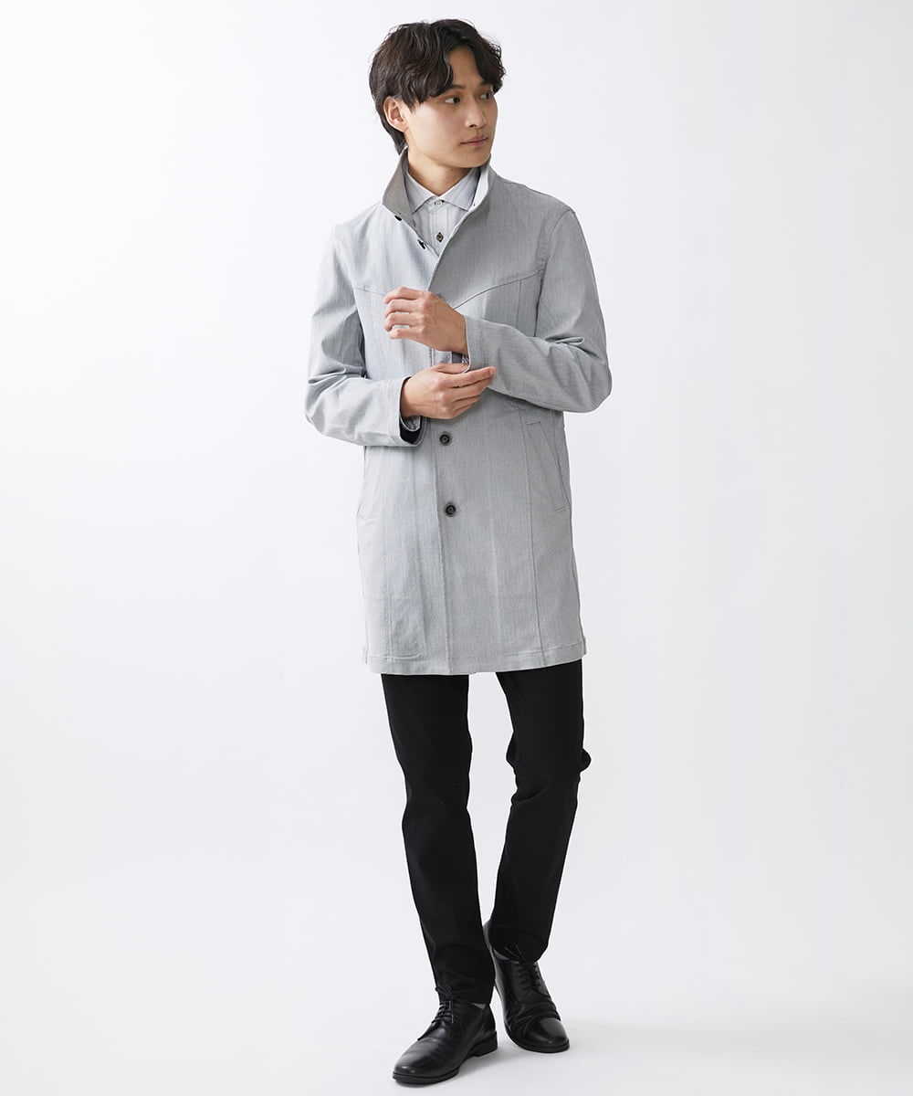 MKUDV51290 MK MICHEL KLEIN HOMME(MKミッシェルクランオム) ストレッチスタンドコート ライトグレー(91)
