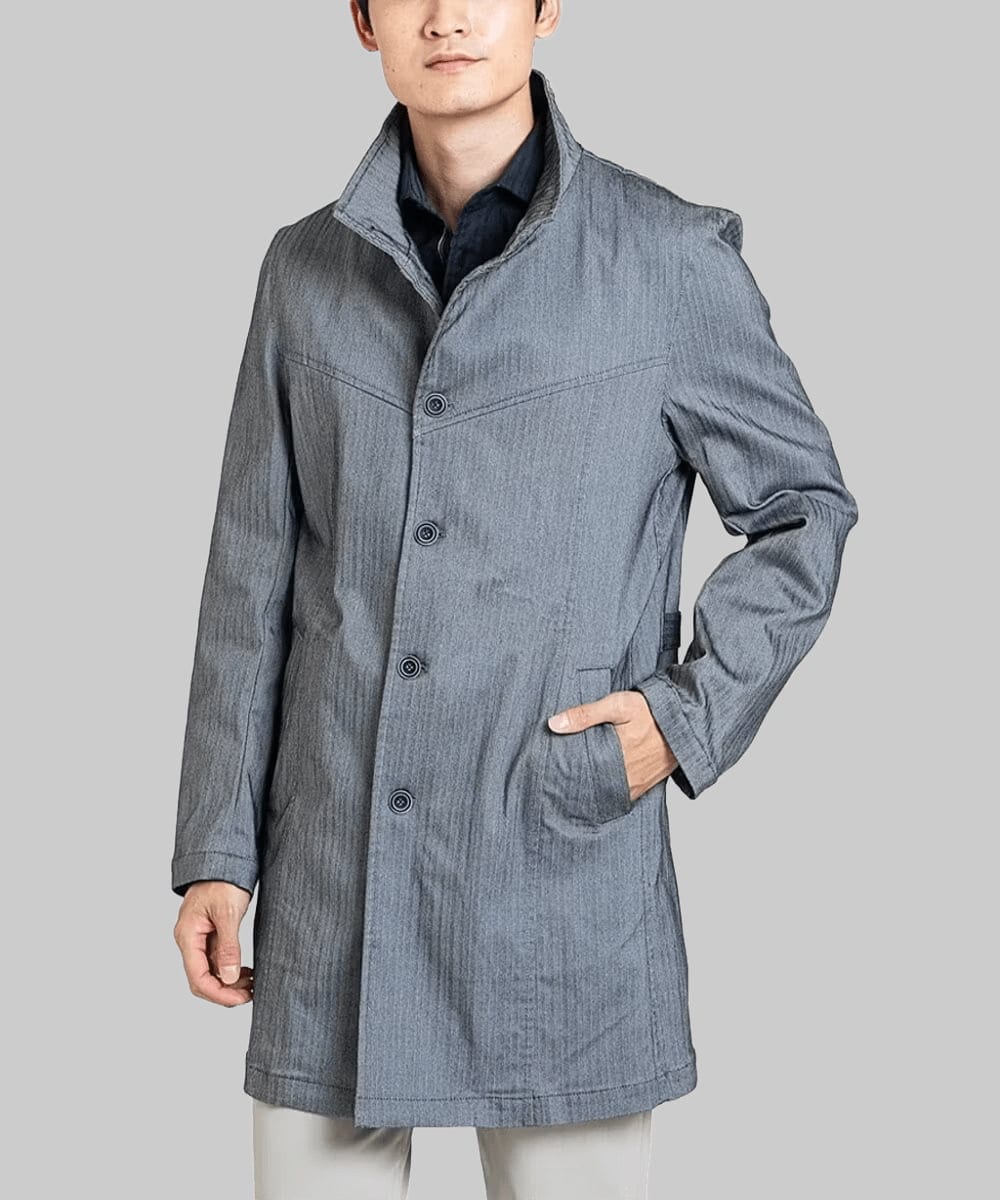 MKUDV51290 MK MICHEL KLEIN HOMME(MKミッシェルクランオム) 【残りわずか/在庫限り/ ビジネス対応／秋春兼用】ストレッチスタンドコート ダークグレー(93)