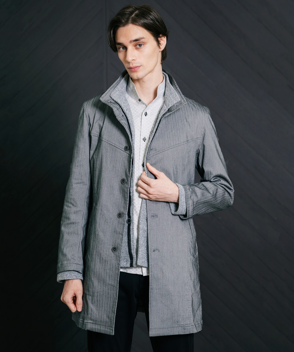MK MICHEL KLEIN HOMME(MK ミッシェルクランオム) ストレッチスタンドコート ダークグレー/灰 46