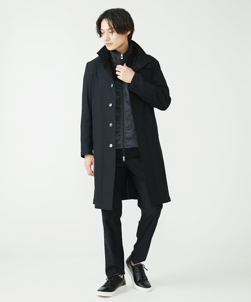 MKUJS55190 MK MICHEL KLEIN HOMME(MKミッシェルクランオム) ロングスタンドコート / RNドビーストレッチ ブラック(94)