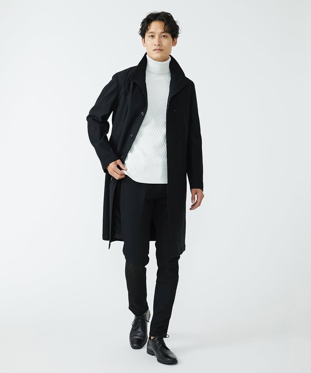 MKUJS55190 MK MICHEL KLEIN HOMME(MKミッシェルクランオム) ロングスタンドコート / RNドビーストレッチ ブラック(94)