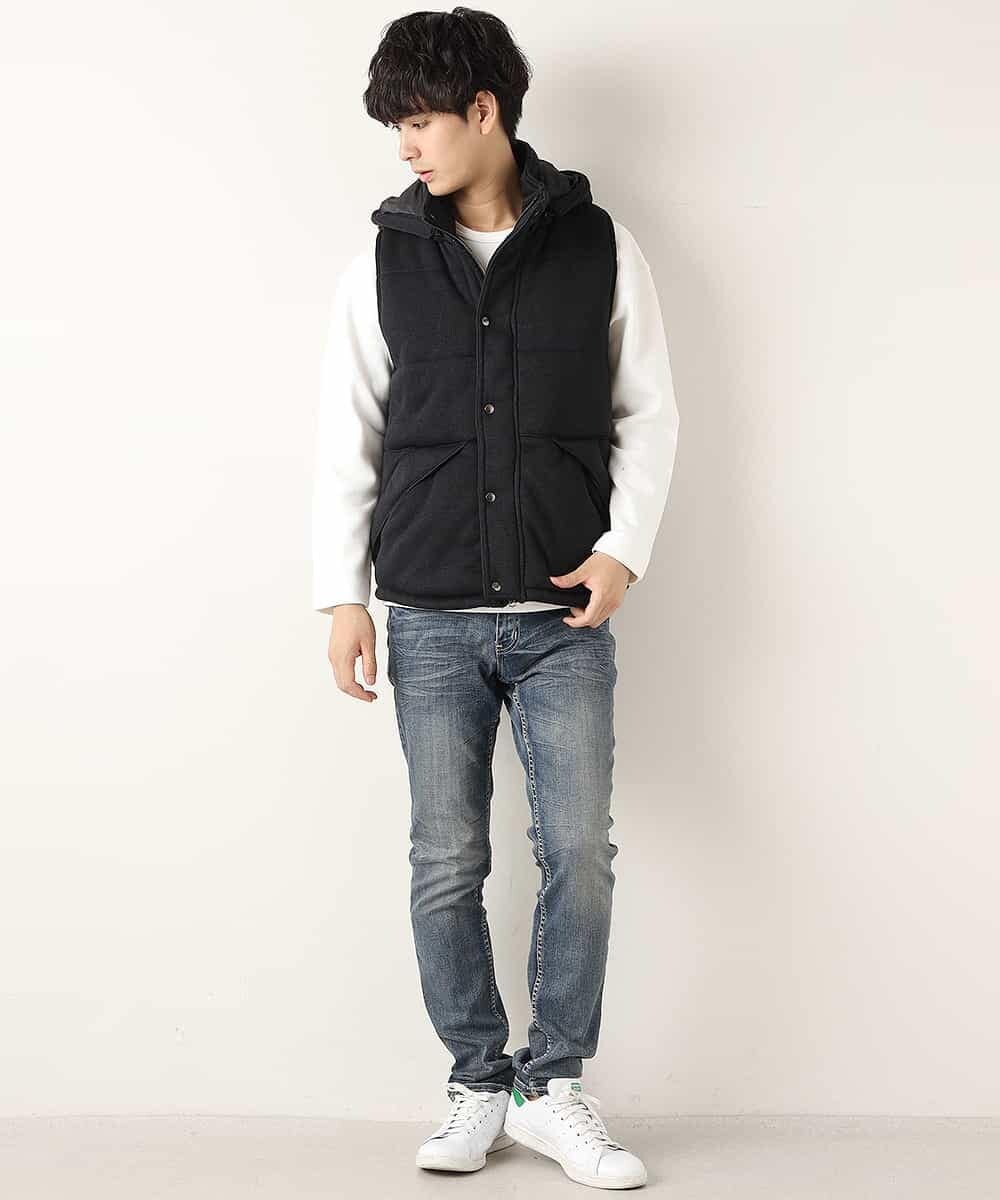 MKVKC31095 MK MICHEL KLEIN HOMME(MKミッシェルクランオム) 中綿ベスト／ニットフリース ブラック