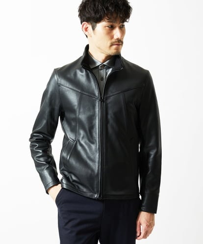 MKWAC01390 MK MICHEL KLEIN HOMME LAMB LEATHER スタンドカラーブルゾン
