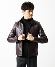 MKWAC01390 MK MICHEL KLEIN HOMME(MKミッシェルクランオム) LAMB LEATHER スタンドカラーブルゾン ブラック