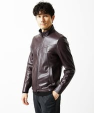 MKWAC01390 MK MICHEL KLEIN HOMME(MKミッシェルクランオム) LAMB LEATHER スタンドカラーブルゾン ブラック