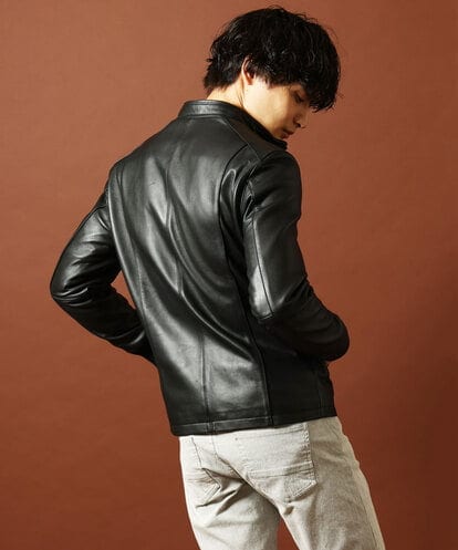 MK MICHEL KLEIN HOMME(MK ミッシェルクランオム) ラムレザーブルゾン ブラック/黒 46