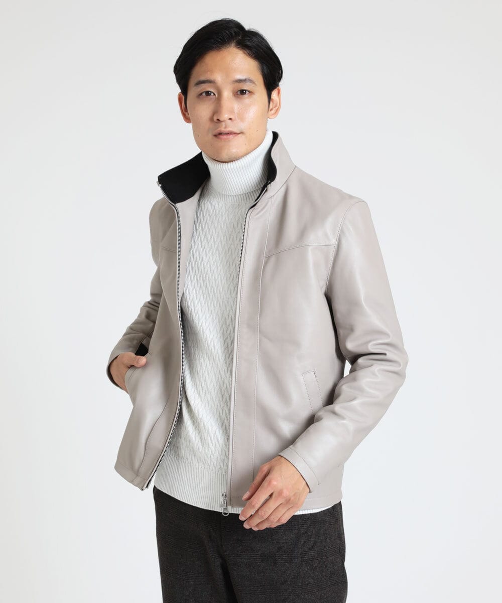 MKWAX01360 MK MICHEL KLEIN HOMME(MKミッシェルクランオム) LEATHER BLOUSON アイボリー(80)