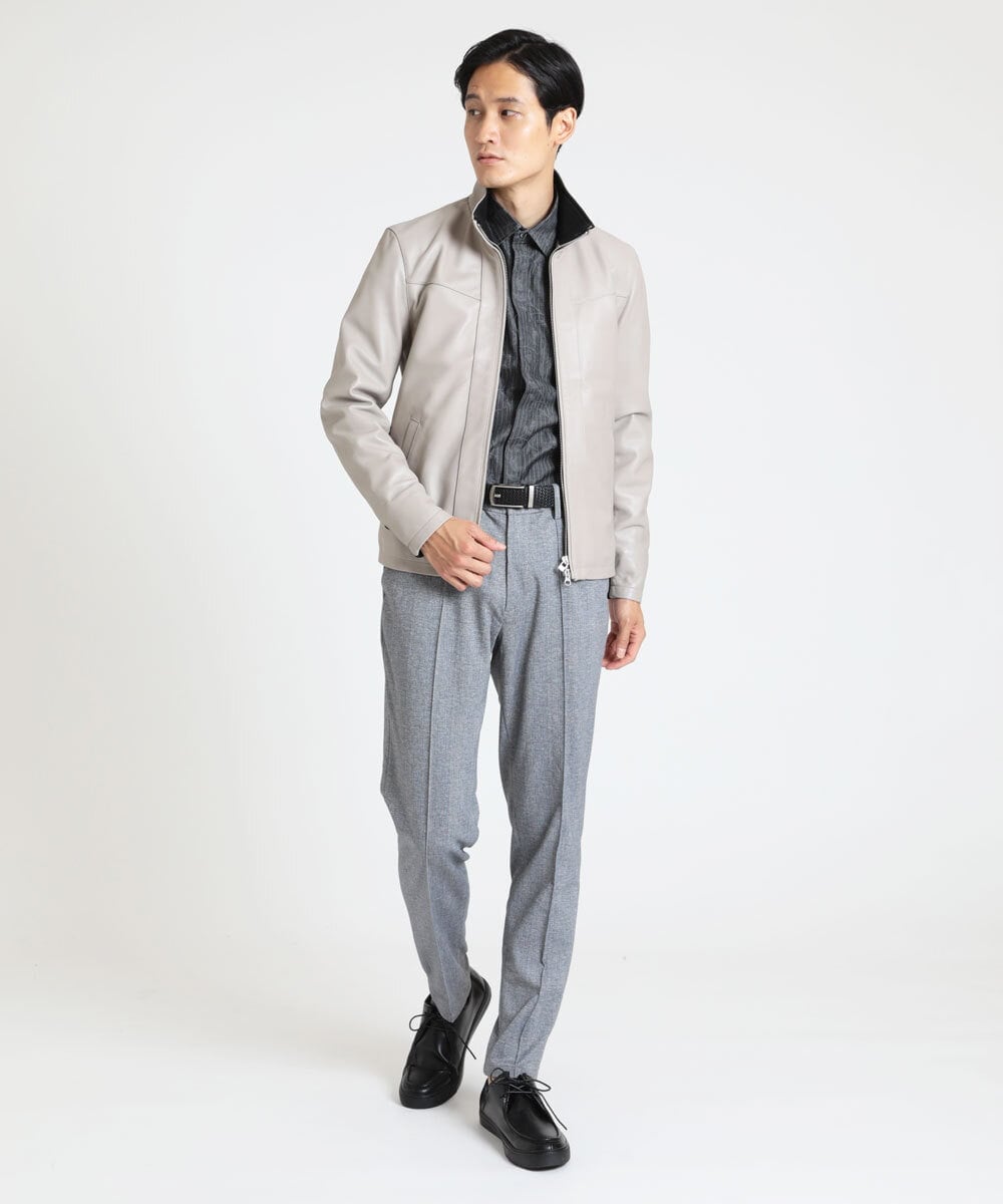 MKWAX01360 MK MICHEL KLEIN HOMME(MKミッシェルクランオム) LEATHER BLOUSON アイボリー(80)