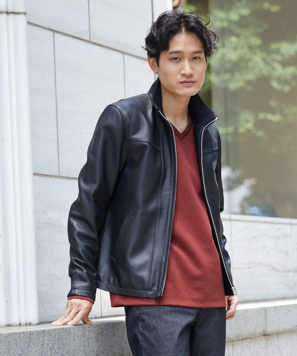 MKWAX01360 MK MICHEL KLEIN HOMME(MKミッシェルクランオム) LEATHER BLOUSON ブラック(94)