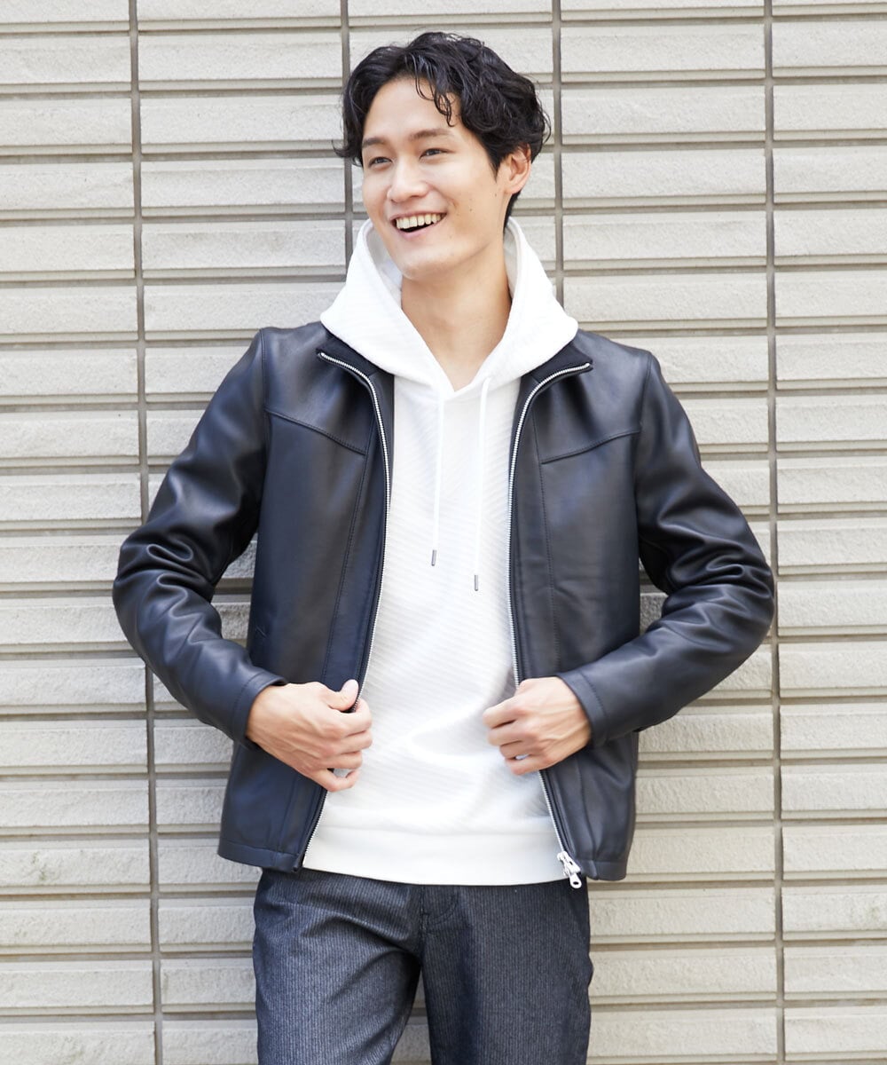 MKWAX01360 MK MICHEL KLEIN HOMME(MKミッシェルクランオム) LEATHER BLOUSON ブラック(94)