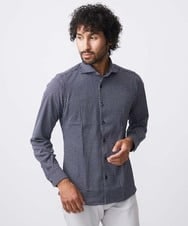MNBAA13200 MICHEL KLEIN HOMME(ミッシェルクラン オム) 《日本製》ストレッチラッセル長袖シャツ ネイビー