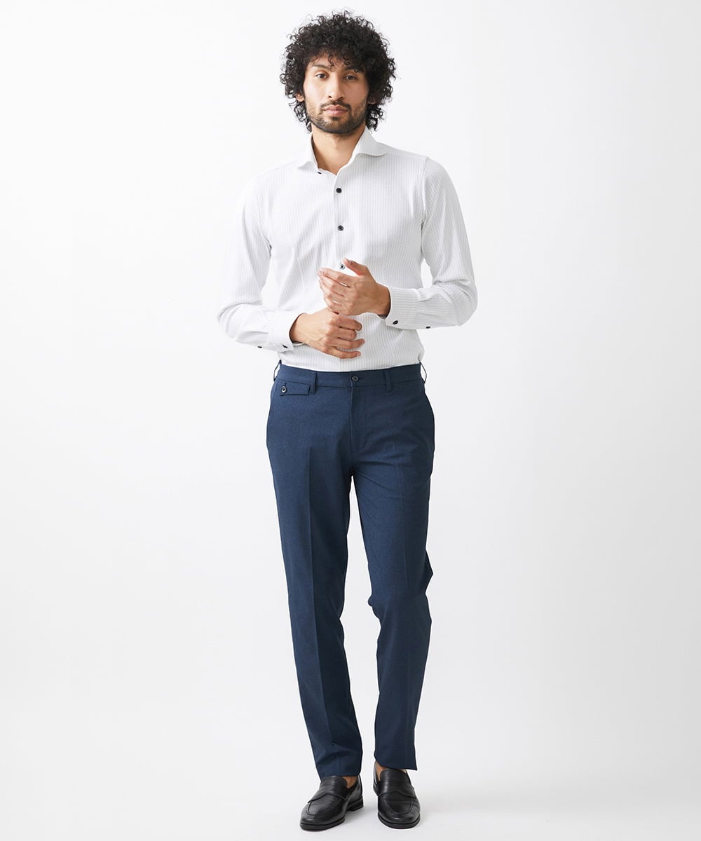 MNBAA13200 MICHEL KLEIN HOMME(ミッシェルクラン オム) 《日本製》ストレッチラッセル長袖シャツ ライトグレー