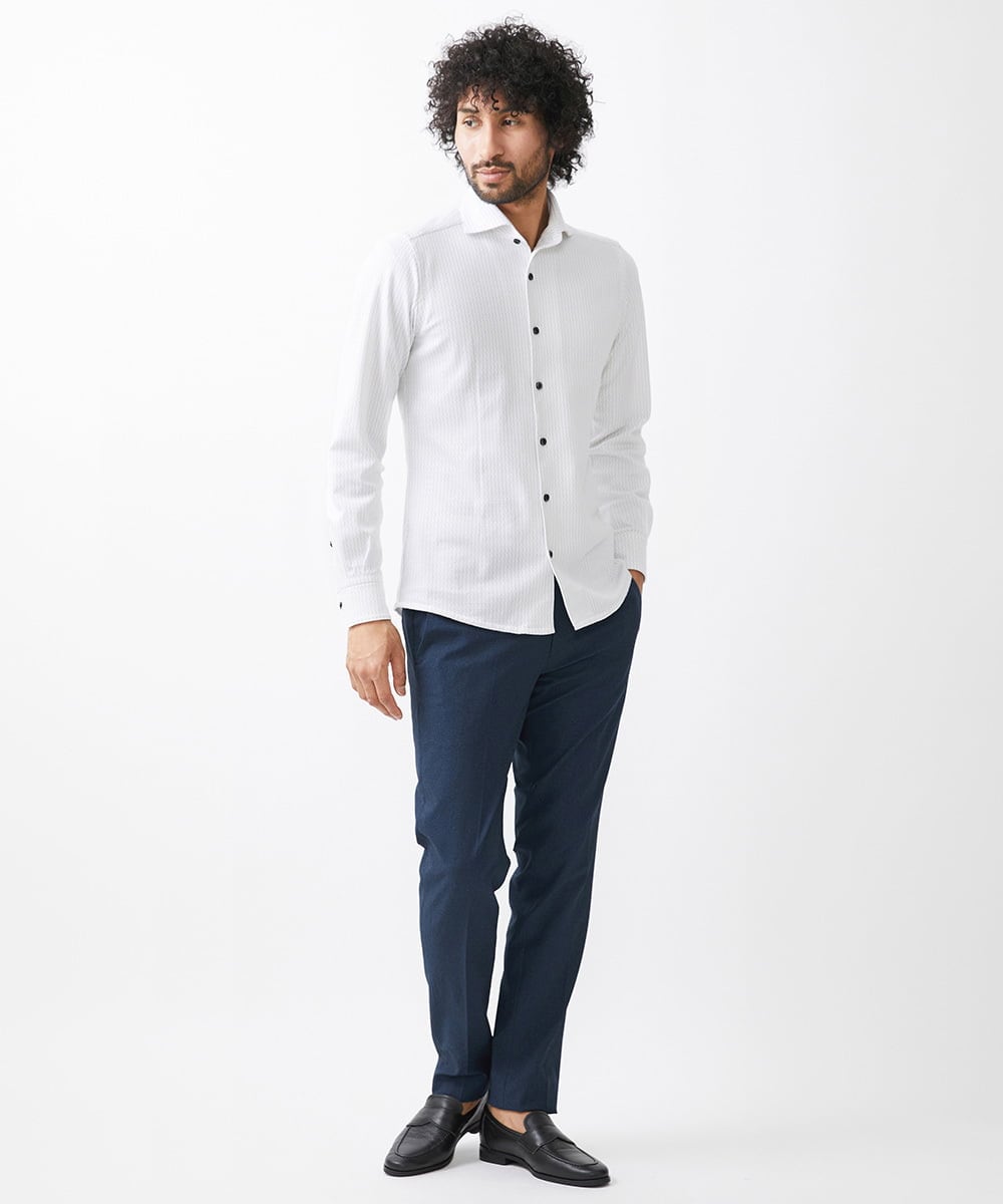 MNBAA13200 MICHEL KLEIN HOMME(ミッシェルクラン オム) 《日本製》ストレッチラッセル長袖シャツ ライトグレー