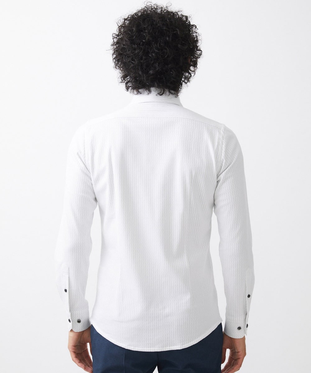 MNBAA13200 MICHEL KLEIN HOMME(ミッシェルクラン オム) 《日本製》ストレッチラッセル長袖シャツ ライトグレー