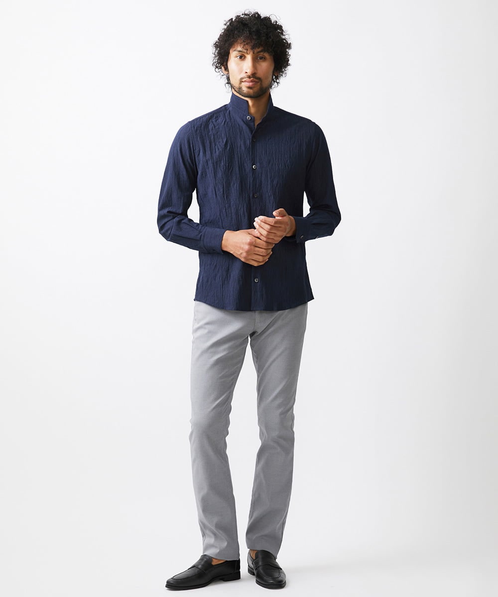 MNBAA26250 MICHEL KLEIN HOMME(ミッシェルクラン オム) チェック柄長袖シャツ ネイビー
