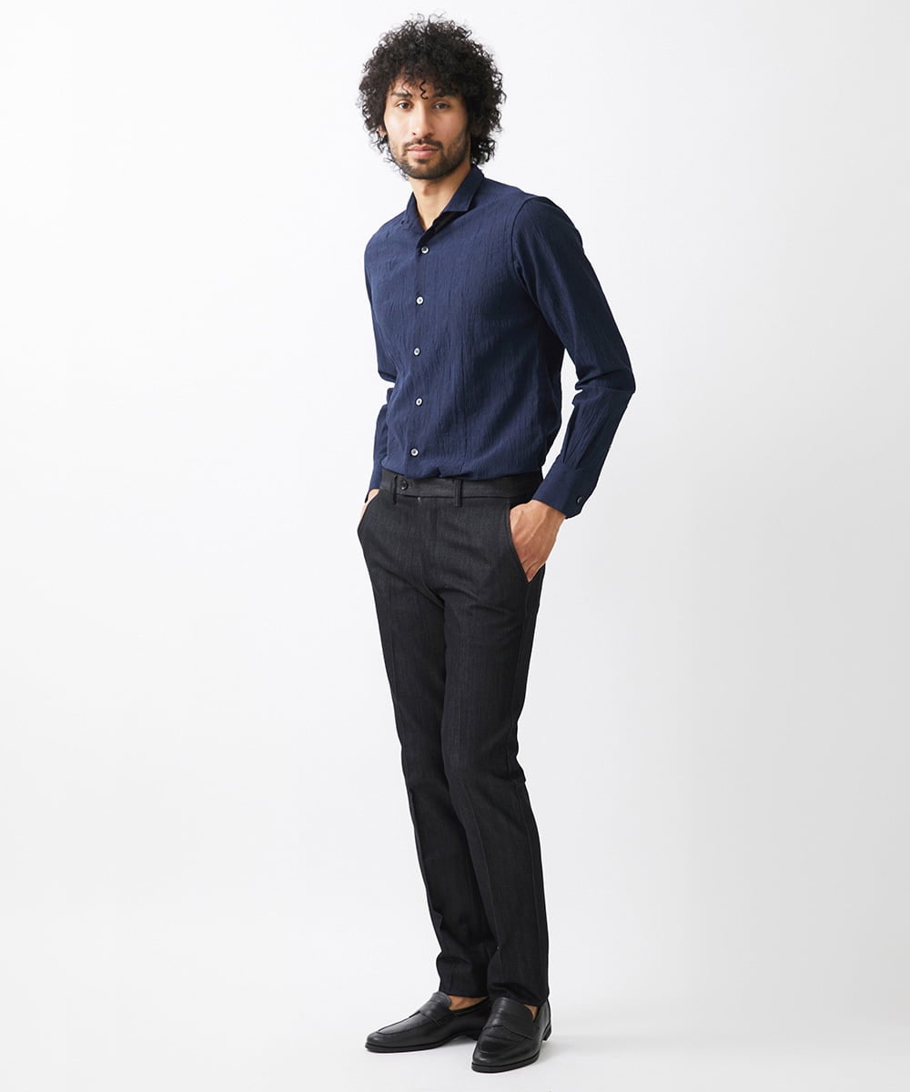 MNBAA26250 MICHEL KLEIN HOMME(ミッシェルクラン オム) チェック柄長袖シャツ ネイビー