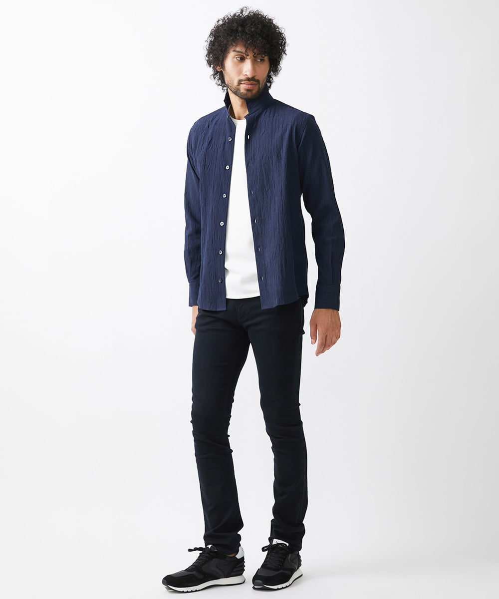 MNBAA26250 MICHEL KLEIN HOMME(ミッシェルクラン オム) チェック柄長袖シャツ ネイビー