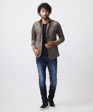 MNBAA56230 MICHEL KLEIN HOMME(ミッシェルクラン オム) トリコットベロア長袖シャツ セットアップ ブラウン
