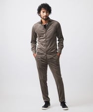 MNBAA56230 MICHEL KLEIN HOMME(ミッシェルクラン オム) トリコットベロア長袖シャツ セットアップ ブラウン