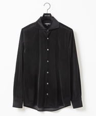 MNBAA56230 MICHEL KLEIN HOMME(ミッシェルクラン オム) トリコットベロア長袖シャツ セットアップ ブラック