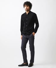 MNBAA56230 MICHEL KLEIN HOMME(ミッシェルクラン オム) トリコットベロア長袖シャツ セットアップ ブラック