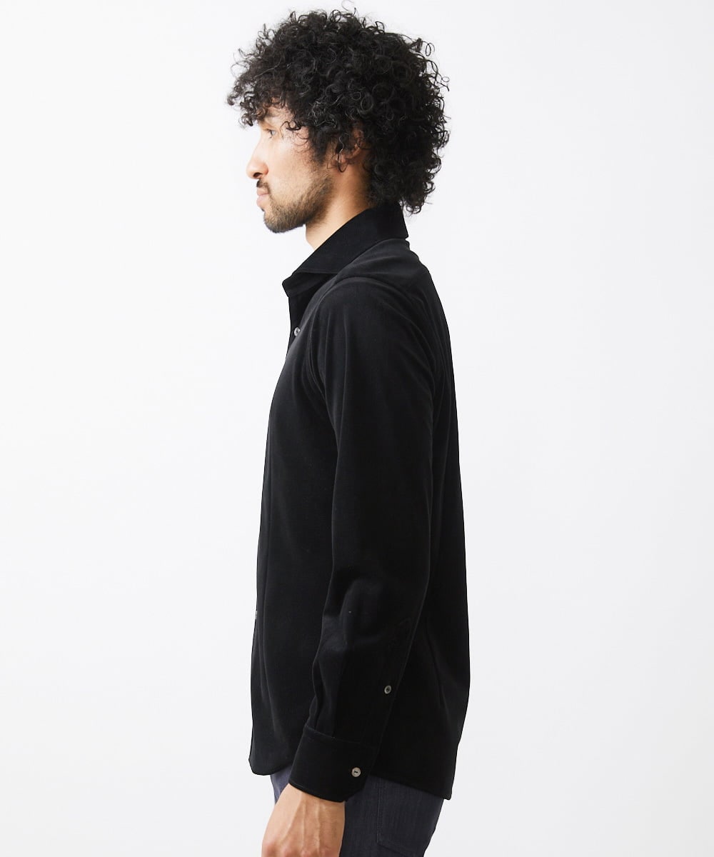 MNBAA56230 MICHEL KLEIN HOMME(ミッシェルクラン オム) トリコットベロア長袖シャツ セットアップ ブラック