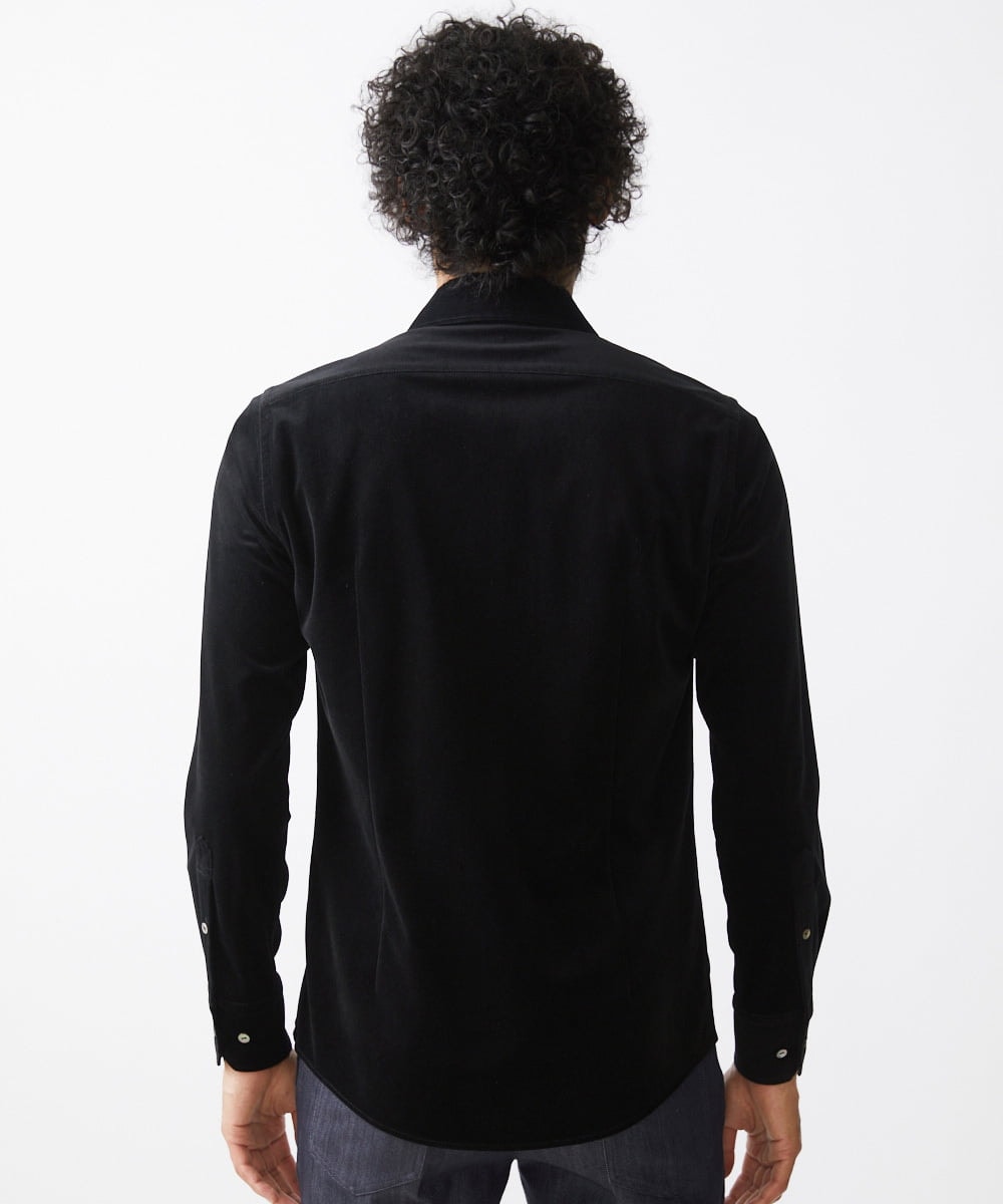 MNBAA56230 MICHEL KLEIN HOMME(ミッシェルクラン オム) トリコットベロア長袖シャツ セットアップ ブラック