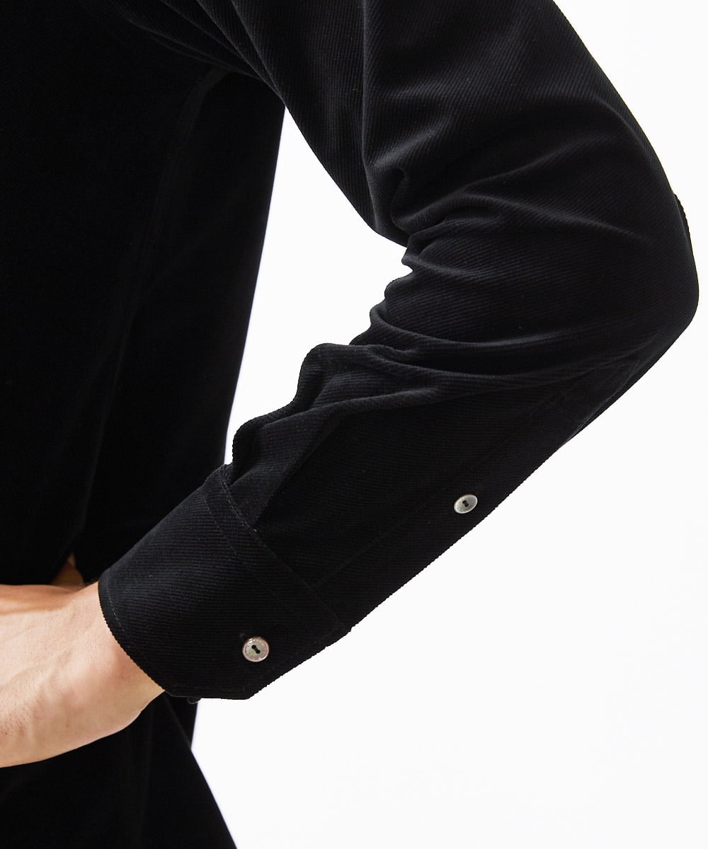 MNBAA56230 MICHEL KLEIN HOMME(ミッシェルクラン オム) トリコットベロア長袖シャツ セットアップ ブラック