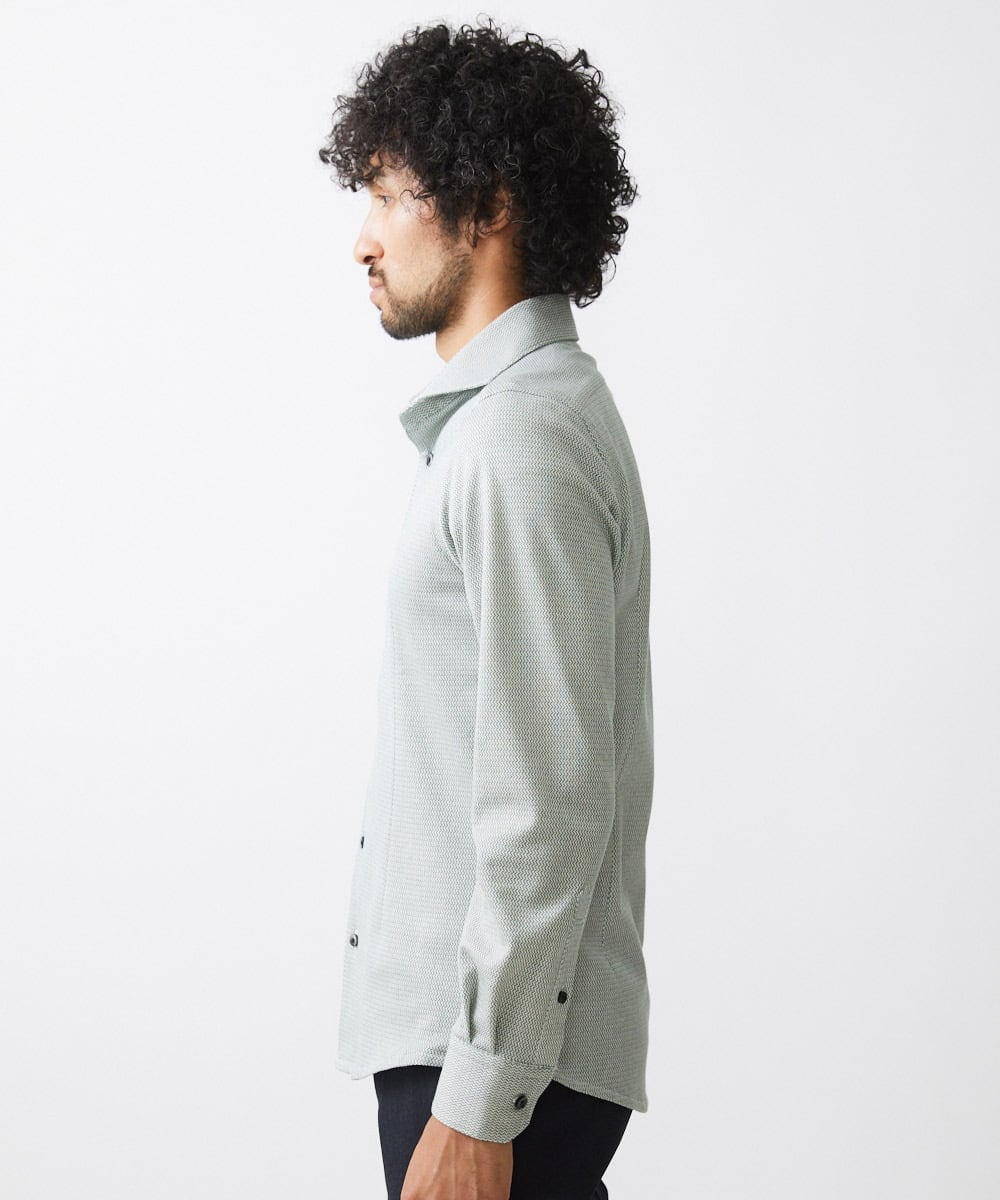 MNBAA57210 MICHEL KLEIN HOMME(ミッシェルクラン オム) 《日本製》ラッセルジャージ長袖シャツ グリーン