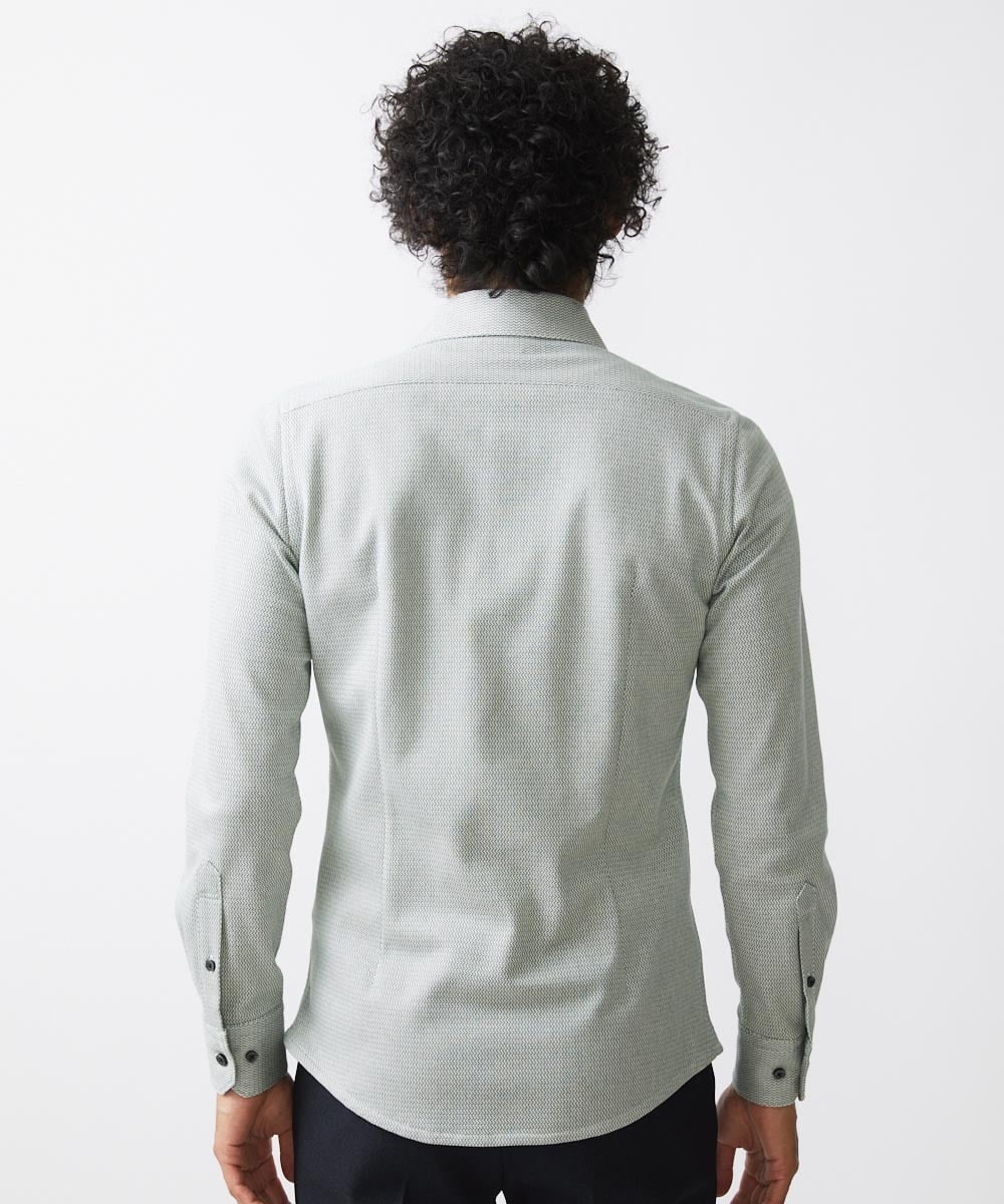 MNBAA57210 MICHEL KLEIN HOMME(ミッシェルクラン オム) 《日本製》ラッセルジャージ長袖シャツ グリーン