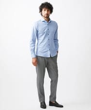 MNBAA57210 MICHEL KLEIN HOMME(ミッシェルクラン オム) 《日本製》ラッセルジャージ長袖シャツ ライトブルー