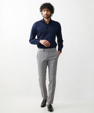 MNBAA70210 MICHEL KLEIN HOMME(ミッシェルクラン オム) 《日本製》ヘリンボン柄長袖シャツ ネイビー